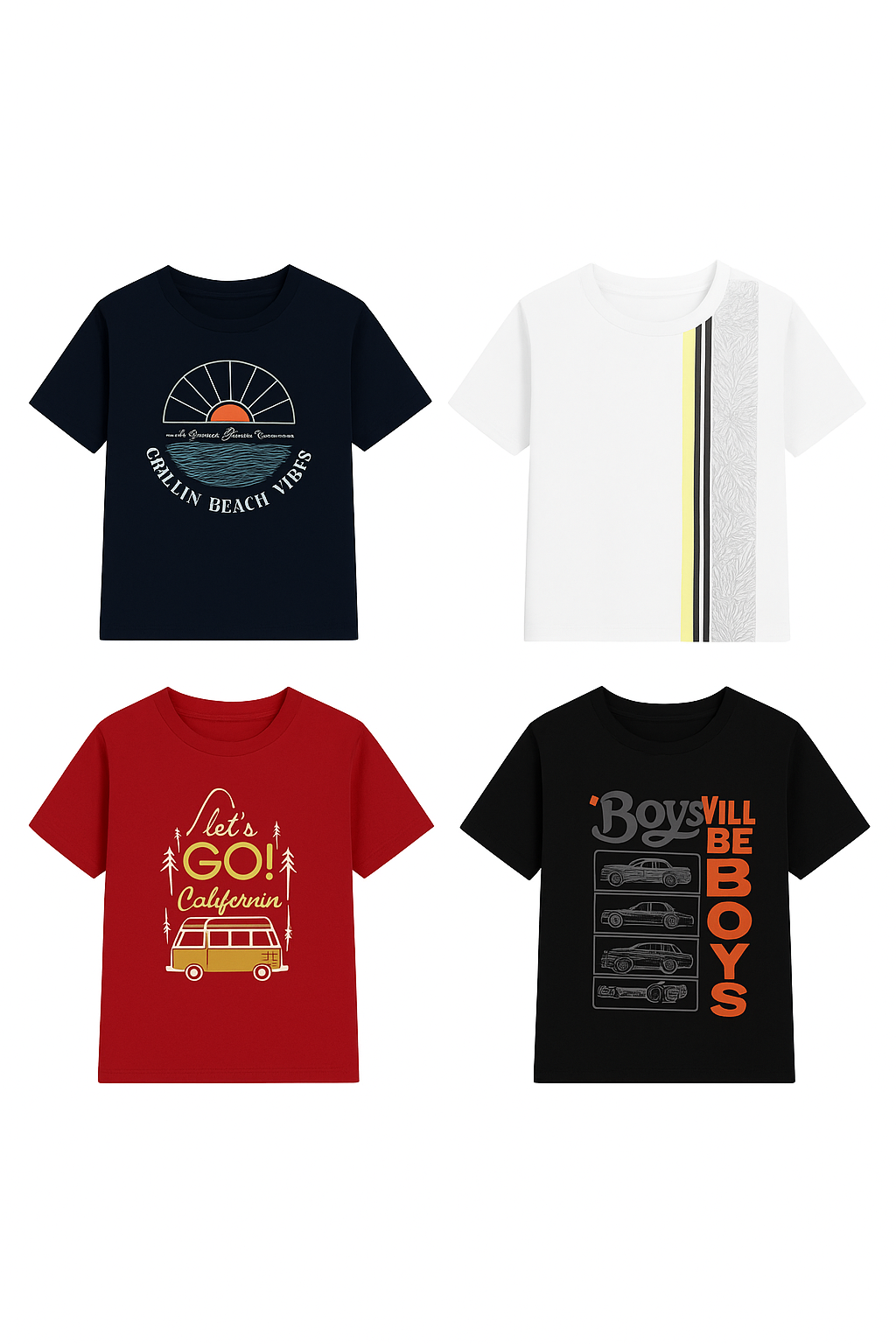 🚗 Stylish Boys’ T-Shirts – Travel & Car Themes (Pack of 5)
Trendy, comfortable, and fun designs – perfect for every little boy’s wardrobe!