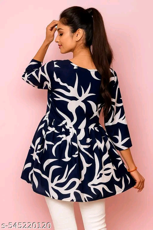 stylish Blue reyon with printed short kurti