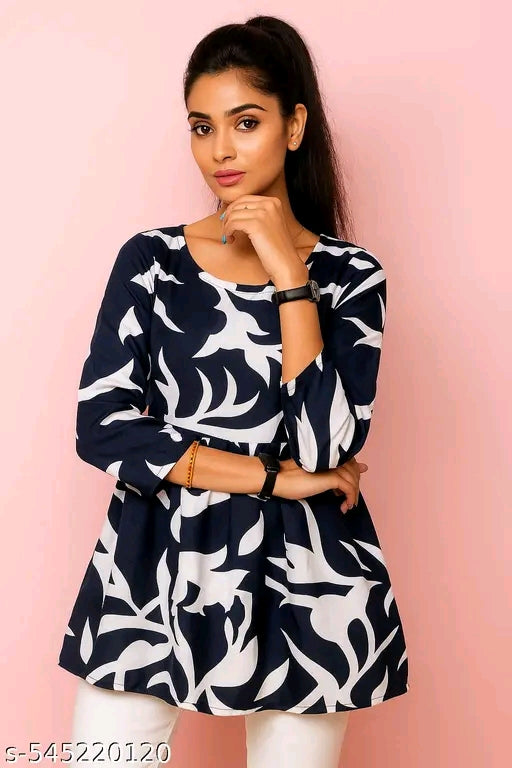 stylish Blue reyon with printed short kurti