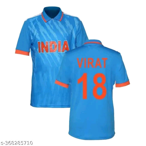 Sports Cricket Official New India ODI Virat 18 Jersey T-Shirt 2023 Kid's Boy's Men's ODI Tshirt For Kid's