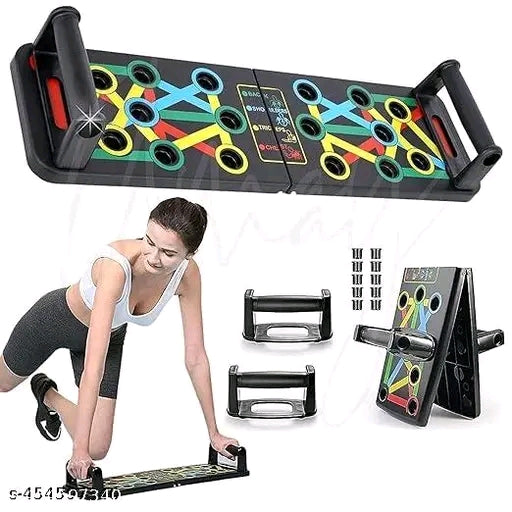 Home Gym Combo | Push-Up Board, Double Toning Tube & Adjustable hand Grip | Easy Workout Tools | 64+ Full-Body Exercises | Lightweight & Easy to Carry Gym Equipment (Multicolor)