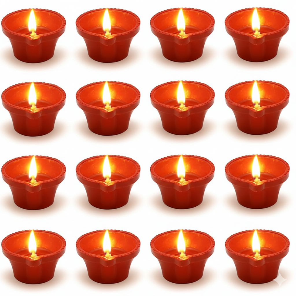 Water LED Sensor Diya Set - Flameless, Water-Activated Lights (12 Pcs)