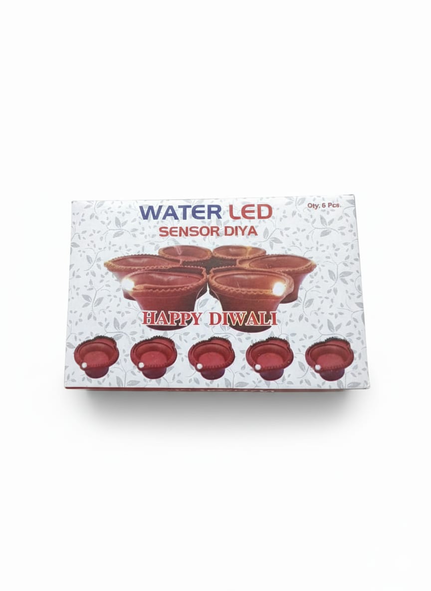 Water LED Sensor Diya Set - Flameless, Water-Activated Lights (12 Pcs)