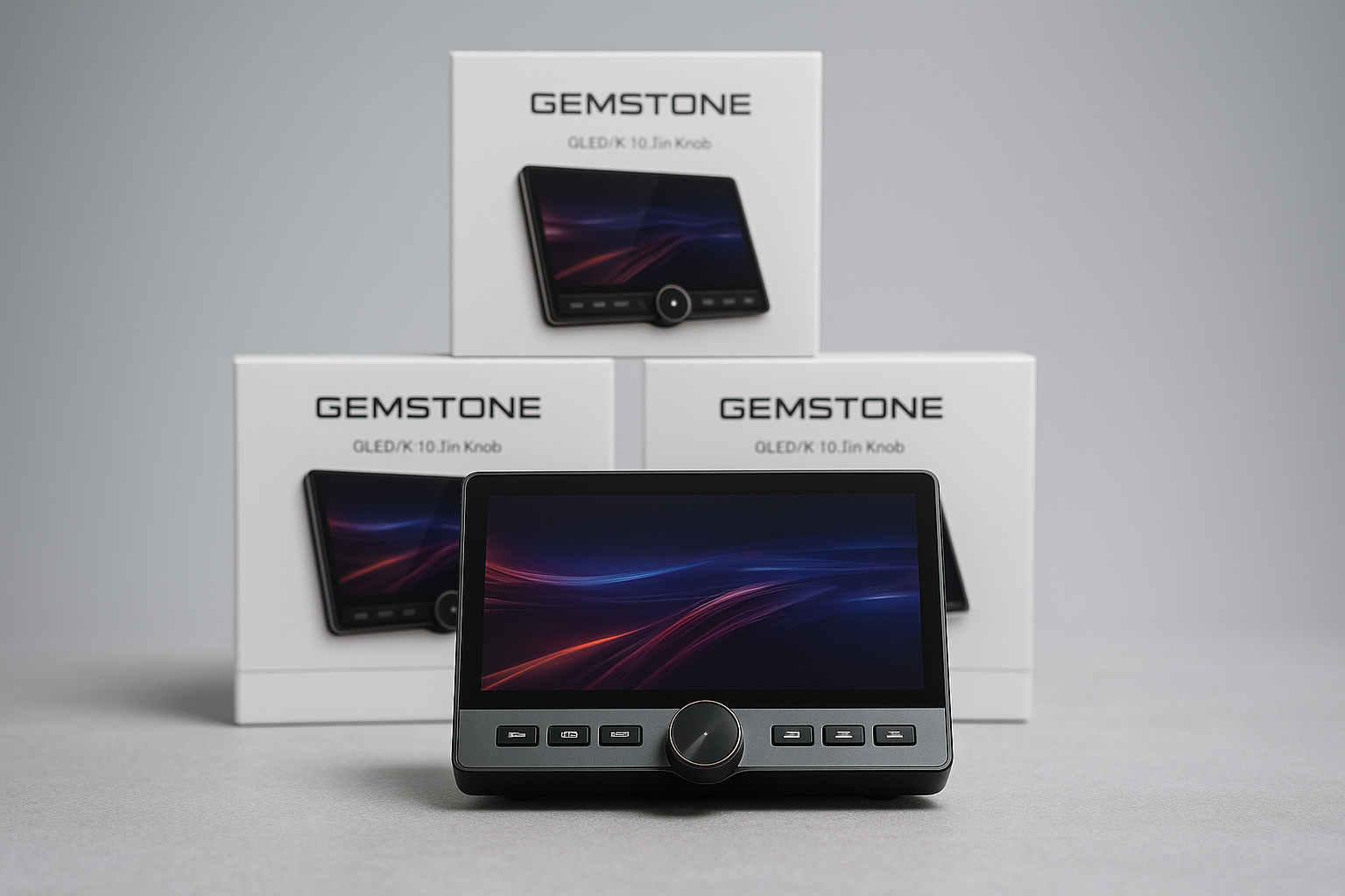 GEMSTONE 10.1” Pro-Series Car Stereo | Single Knob Control & Aviation Buttons | QLED Display