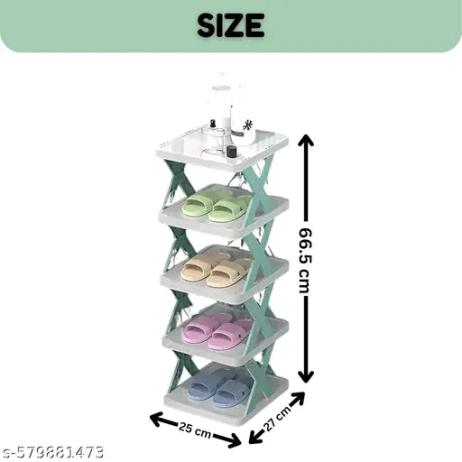 Premium 6-Layer Foldable Shoe Rack – Durable Plastic | Space-Saving, Stackable & Easy-to-Clean Organizer for Home, Entryway & Bedroom – Fresh Green
