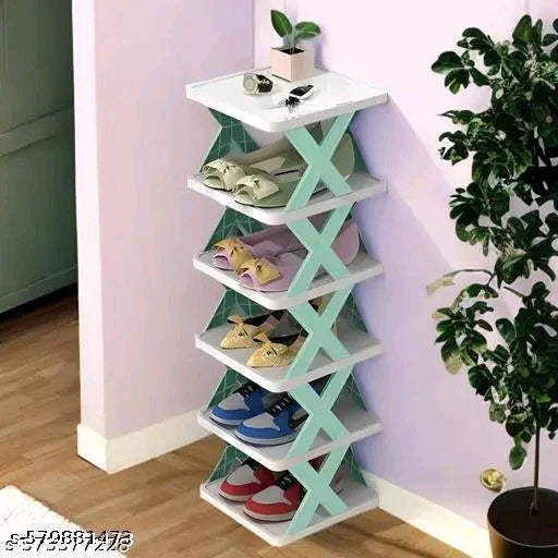 Premium 6-Layer Foldable Shoe Rack – Durable Plastic | Space-Saving, Stackable & Easy-to-Clean Organizer for Home, Entryway & Bedroom – Fresh Green