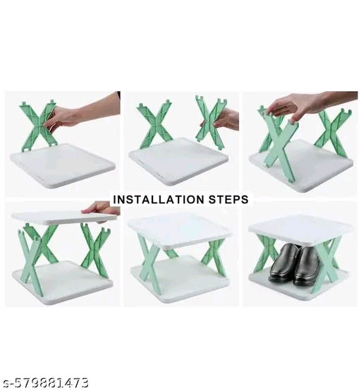 Premium 6-Layer Foldable Shoe Rack – Durable Plastic | Space-Saving, Stackable & Easy-to-Clean Organizer for Home, Entryway & Bedroom – Fresh Green