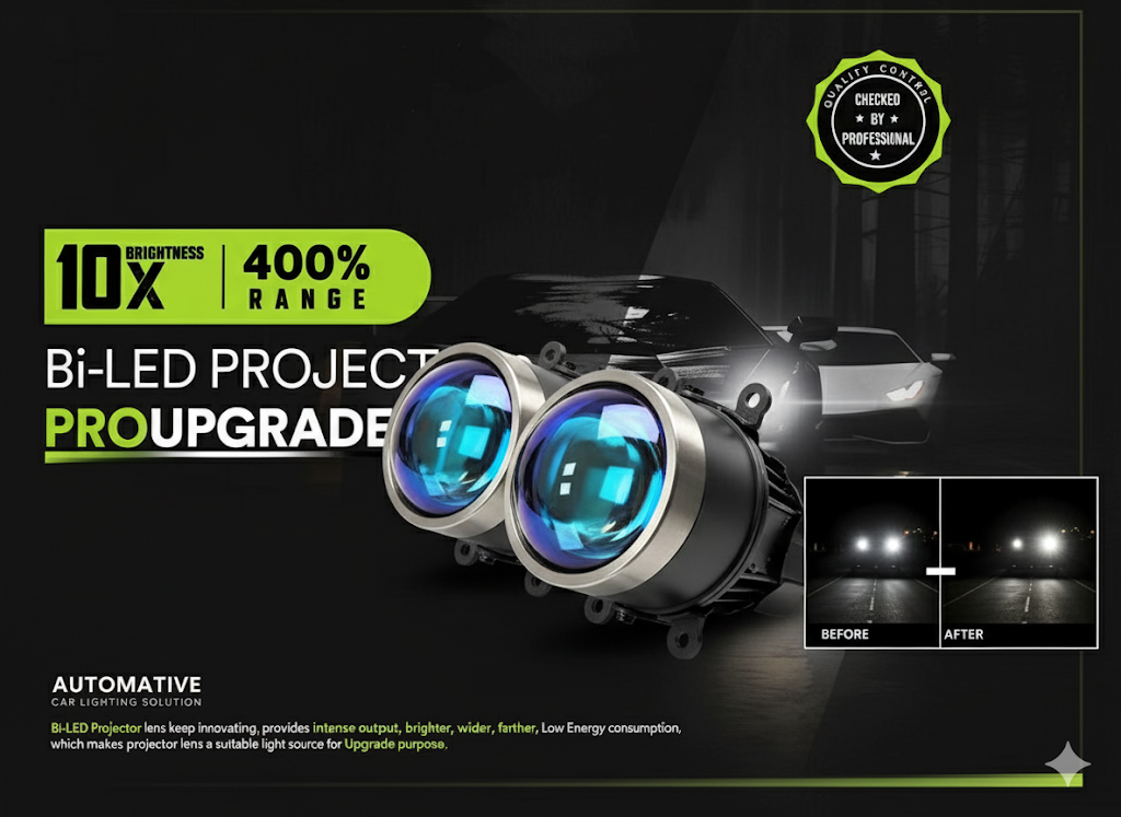 Pro-Grade Bi-LED Projector Headlight Lens Upgrade Kit – 10X Brighter